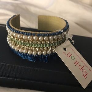 Top it Off pretty blue pearl Cuff bracelet NWT